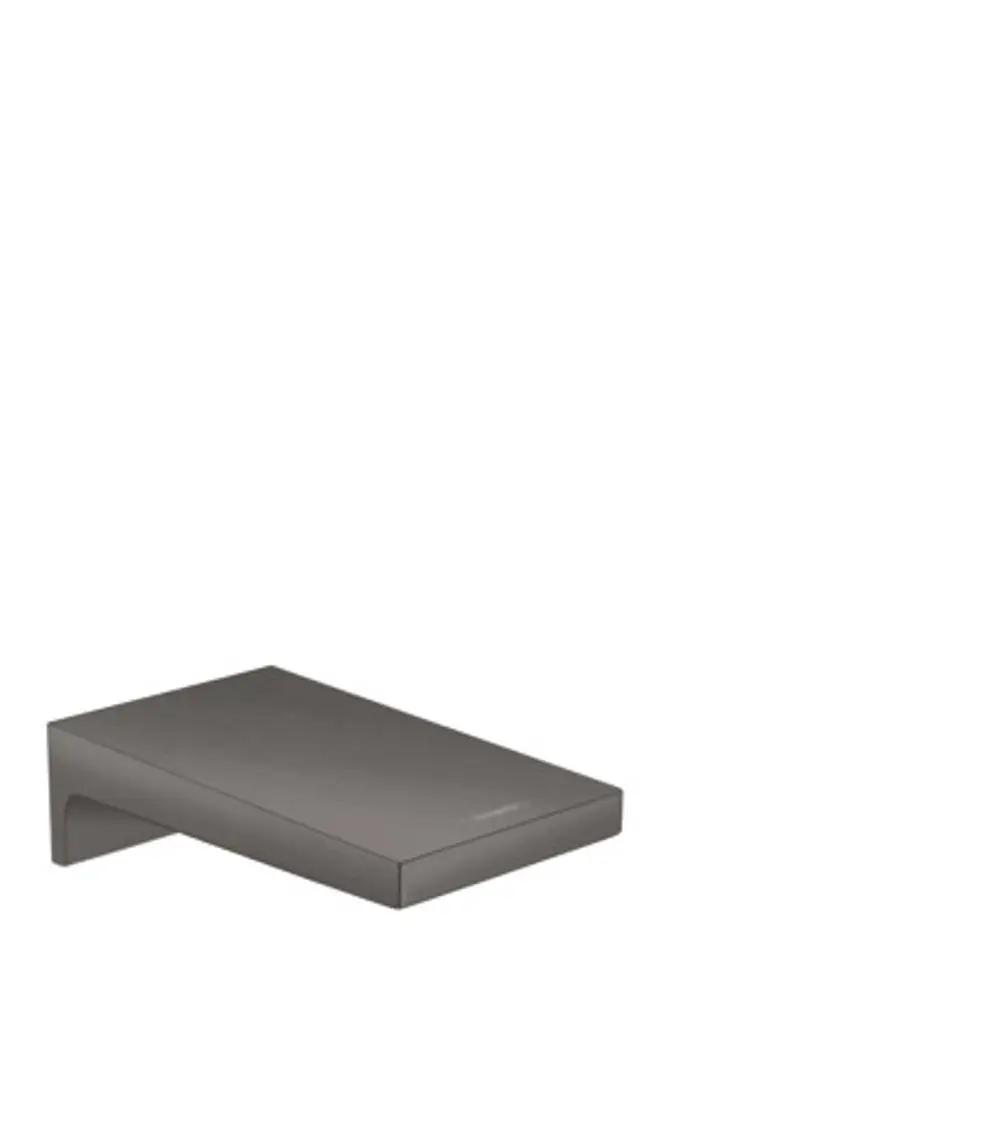 Wannenaufbau aus Metall mit einem schlichten, gebürsteten schwarz-chromen Finish, designt von Hansgrohe, mit einer stabilen, flachen Ablagefläche.